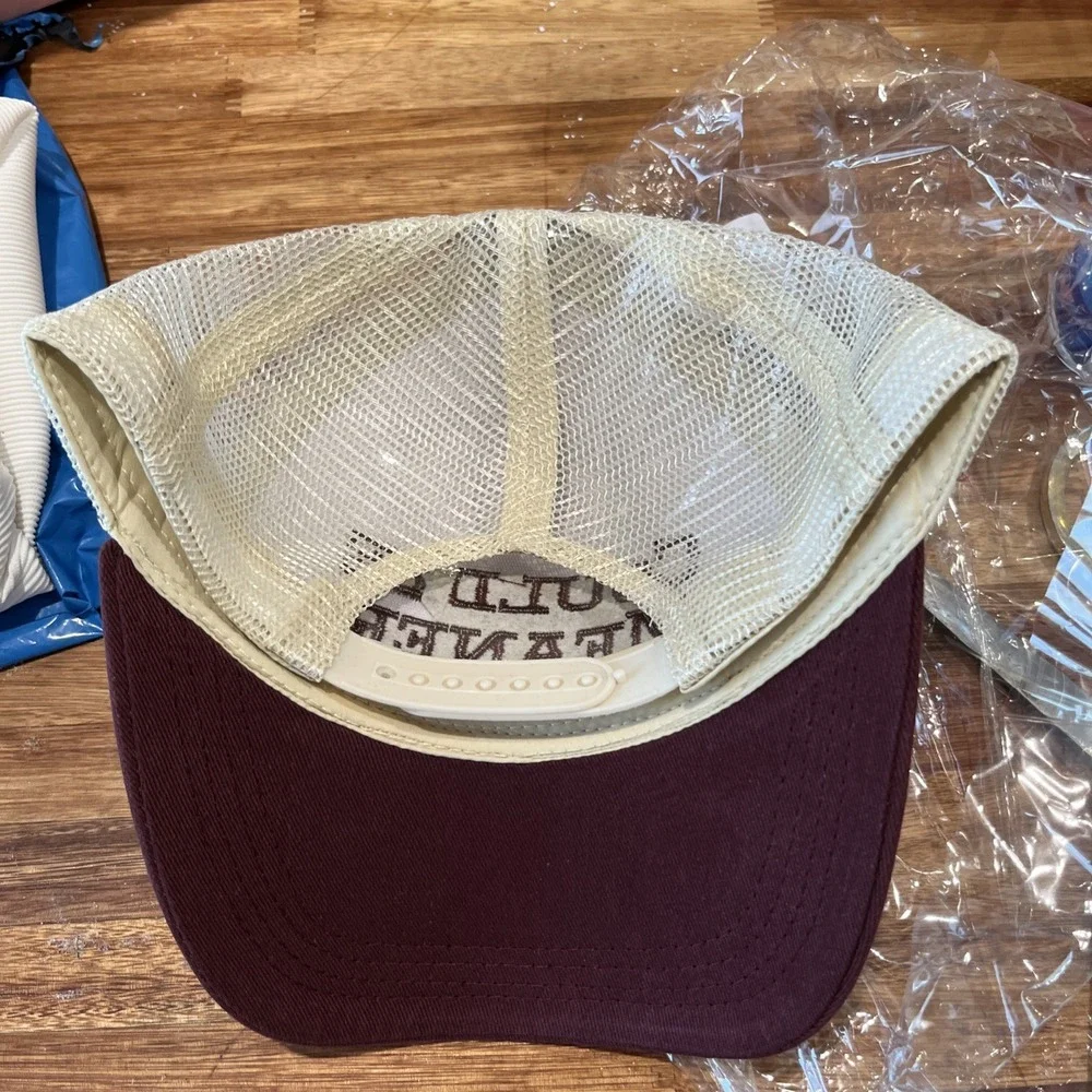 Could Be Meaner Trucker Hat Cream Burgundy Two Tone Baseball Cap